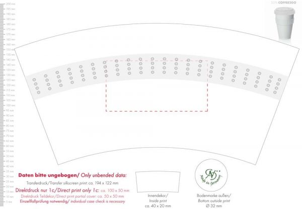 Porzellanbecher Coffee2Go, 13 cm