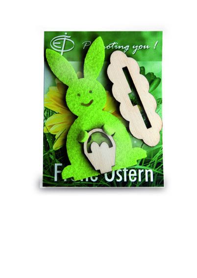 Steckfigur Hase in Werbekarte