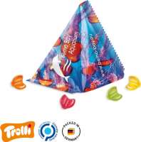 Fruchtgummi Tetraeder Folie, weiß Trolli Fruchtgummi EURO Zeichen, bunt gemischt, 10% Fruchtsaft