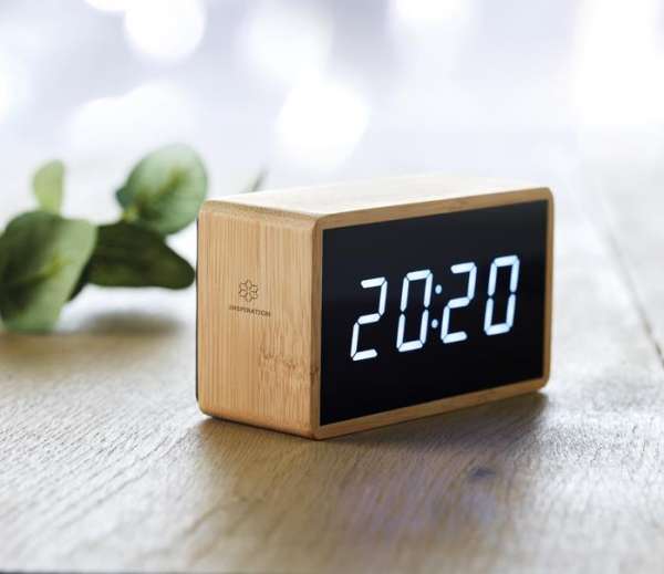 MIRI CLOCK LED Tisch Uhr Bambus