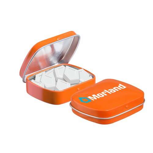 Mini Klappdeckeldose Logo Pfefferminz