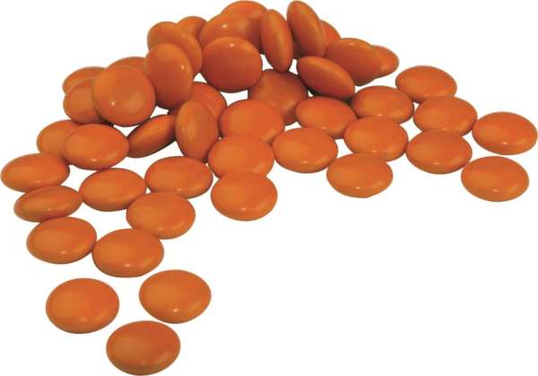 Schoko-Linsen in orange im Süßen Würfel