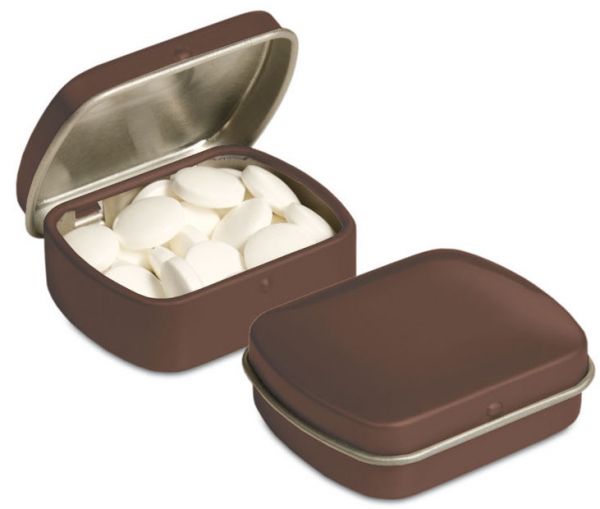 Micro Klappdeckeldose Pfefferminz als Werbeartikel