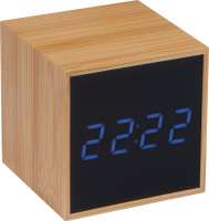 Tischuhr mit schwarzem Display und blauer LED Anzeige