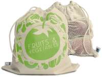 Fairtrade-Baumwollbeutel für Obst und Gemüse, mit Baumwollnetz