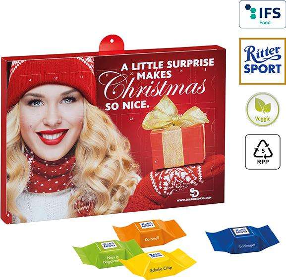 Premium Präsent-Adventskalender BUSINESS mit Ritter Sport Schokowürfeln