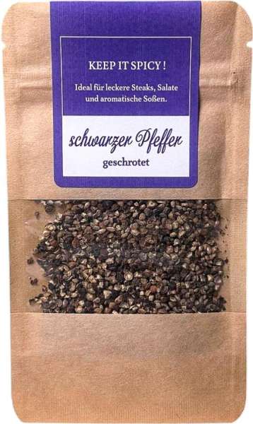 Schwarzer Pfeffer, geschrotet in Mailingtüte, 10 g