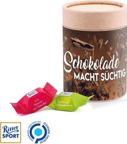 Papierdose Eco Maxi Ritter Sport Würfel Schokolade macht süchtig