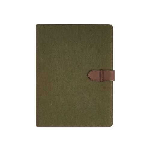 Eliot A4-Mappe aus recyc.Baumwolle. Notizblock mit 64-seitigem FSC
