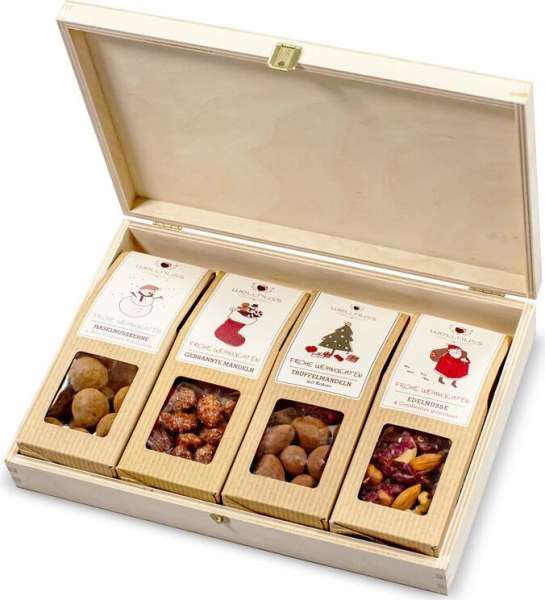 4 Weihnachts-Snacks in der Birkenholzbox