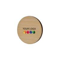 Namensschild Badge Bamboo Round 40 mm, Magnet, Print in full color