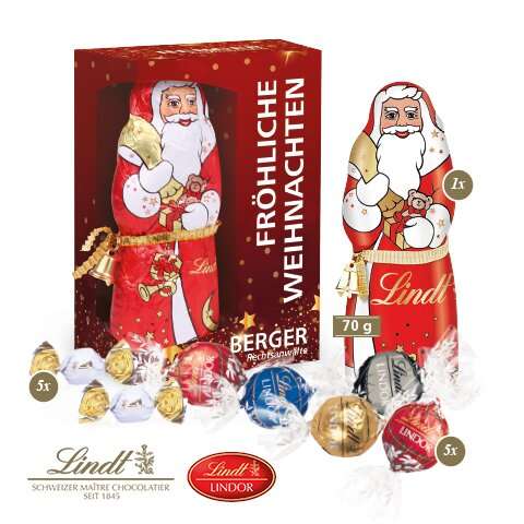 Premium-Präsent mit Lindt Weihnachtsmann „Maxi“