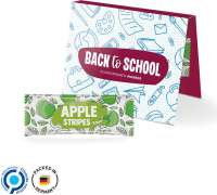 Werbekarte Midi aus weißem Karton mit Abreißperforation (Rücken 10mm) Fruit Stripes Apple sour