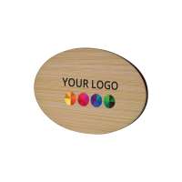 Namensschild Badge Bamboo Oval 50 x 74 mm, Magnet, Print in full color