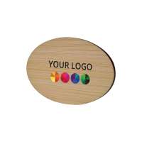 Namensschild Badge Bamboo Oval 50 x 74 mm, Needle, Print in full color