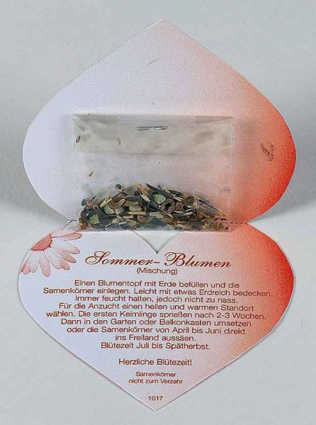 Klappkärtchen Herz, bunte Blumenmischung, 1-4 c Digitaldruck inklusive