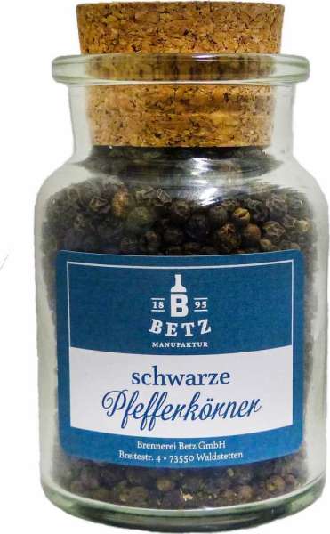 Schwarzer Pfeffer ganz im Korkenglas, 85 g