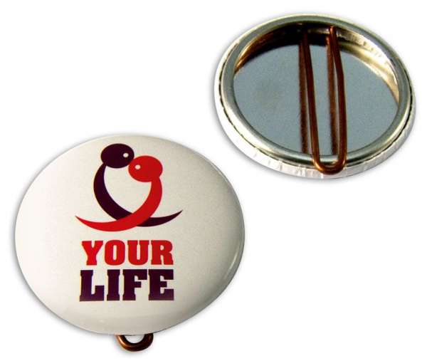 Button mit Nadel 25 mm inkl. 1c-Werbedruck
