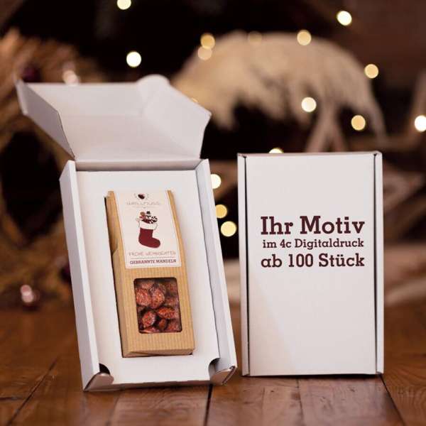 1 Weihnachts-Snack im weißen Geschenkkarton