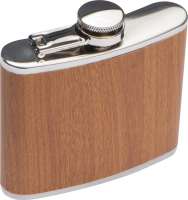Flachmann aus Edelstahl in Holzdesign Füllvermögen 170 ml