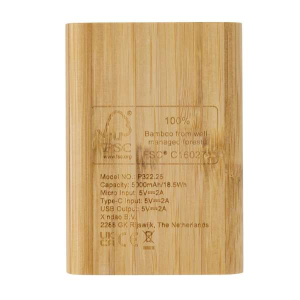 FSC® zertifizierte 5.000mAh Bambus-Powerbank