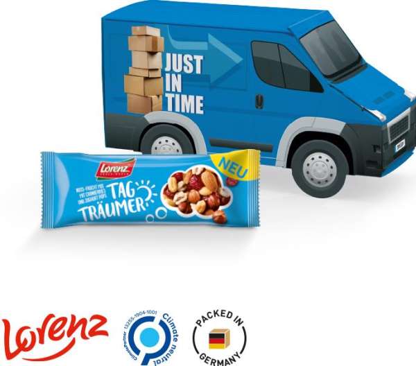 Transporter Präsent Vollkartonhülle, weiß Lorenz Tag Träumer, Nuss-Frucht-Mix mit Cranberries/Joghur