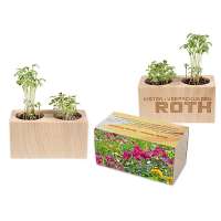 Pflanz-Holz 2er Set mit Samen - Sommerblumenmischung