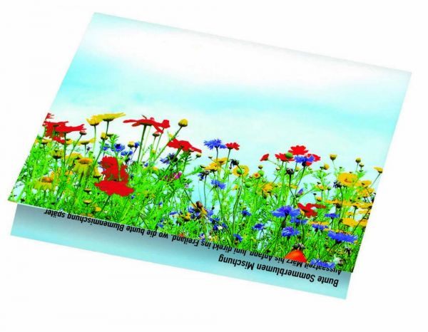 Klappkärtchen Blüte, bunte Blumenmischung, 1-4 c Digitaldruck inklusive