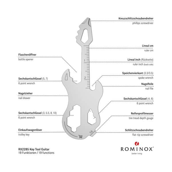 ROMINOX® Key Tool Guitar 19 functions