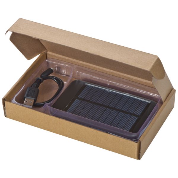 Solar Powerbank aus Metall mit 4.000 mAh Speicherkapazität, inkl. Ladekabel