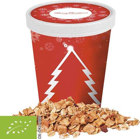 Bio Crunchy Weihnachtsmüsli Apfel-Zimt, ca. 60g, Snackbecher