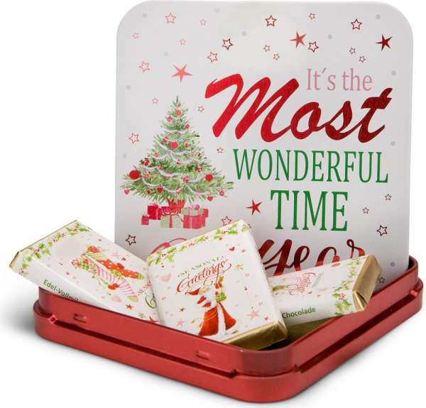Geschenkartikel - Präsentartikel: Schokoladendose Weiße Weihnacht