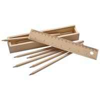 Vorschau: Holzbox mit 8 Buntstiften und Lineal Vorschau: Holzbox mit 8 Buntstiften und Lineal