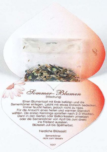 Klappkärtchen Herz, bunte Blumenmischung, 1-4 c Digitaldruck inklusive