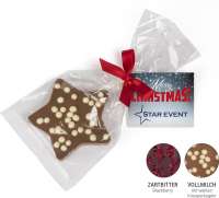 Schoko Weihnachtsstern 35 g Zartbitterschokolade mit 4c Digitaldruck