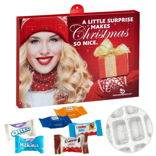 Premium Präsent-Adventskalender mit Ritter Sport Schokowürfel &amp; Milka Favourites Mix &amp; Kinder-Schoko