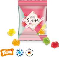 Minitüte, 84x70mm Folie, transparent Trolli Fruchtgummi Glücks-/Sparschwein, bunt gemsicht, 10% Fruc