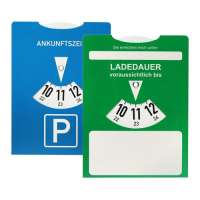Kartonparkscheibe mit Ladedaueranzeige für E-Autos