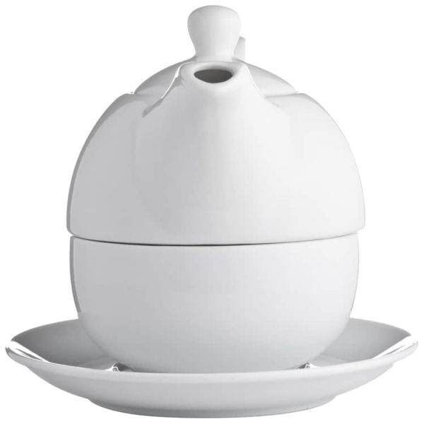 Teekanne (400 ml) mit einer Tasse (200 ml) und Untersetzer