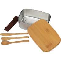 Vorschau: Große Brotzeitbox mit Bambusdeckel und elastischem Band Vorschau: Große Brotzeitbox mit Bambusdeckel und elastischem Band