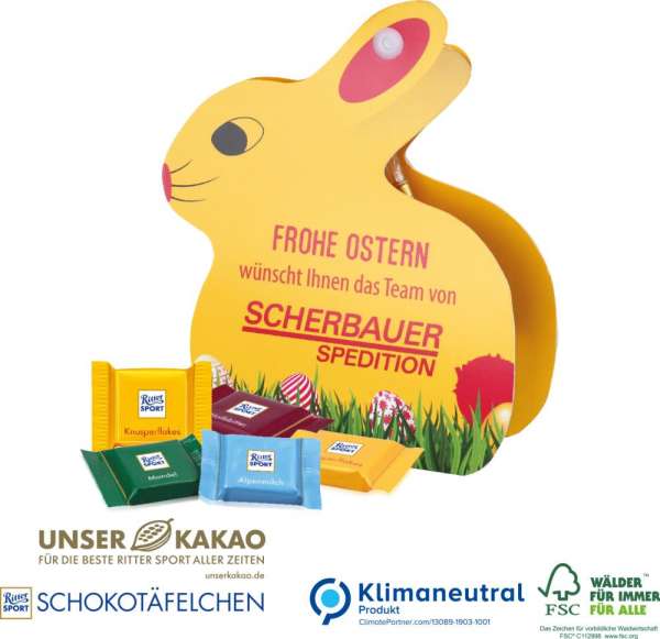 Ritter SPORT Werbe-Hase süßer Füllung