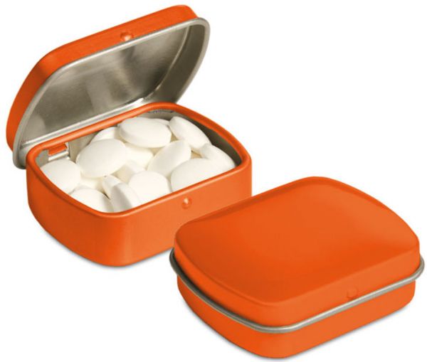Micro Klappdeckeldose Pfefferminz als Werbeartikel
