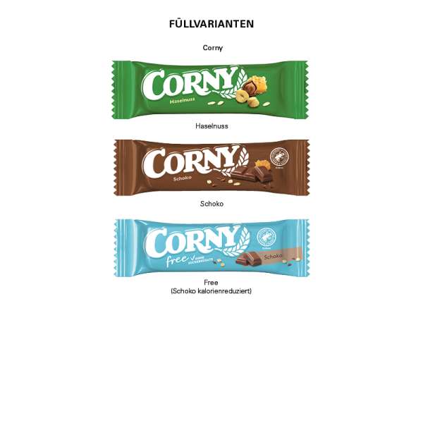 Corny Müsliriegel in Werbeschuber, free/Schoko