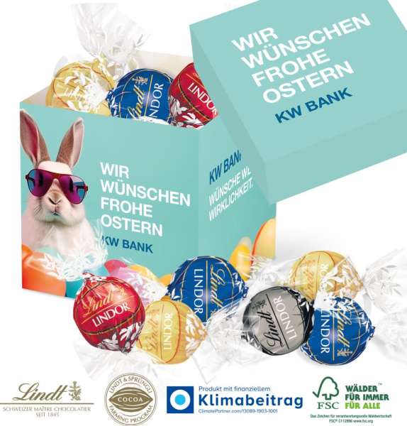 Würfelbox mit Lindt Lindor Pralines