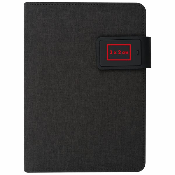 A5 Schreibmappe mit integrierter Powerbank (4.000 mAh) und LED
