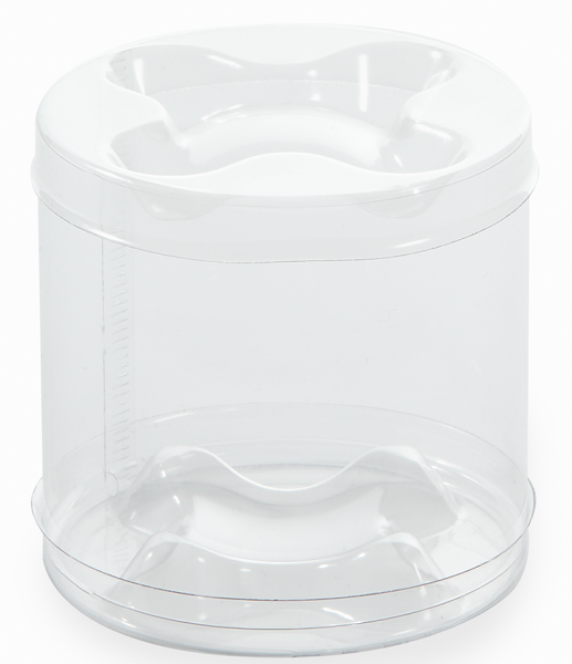 Weihnachtskugel 7 cm im 4-5fbg. Tampondruck mit transparenter Dose