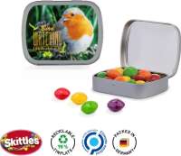 Klappdose Scharnierdeckeldose, matt-silber Skittles Fruits Kaubonbons