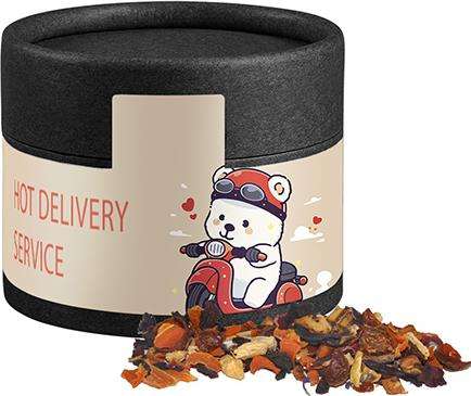 Kaminfeuer Tee, ca. 25g, Biologisch abbaubare Eco Pappdose Mini schwarz