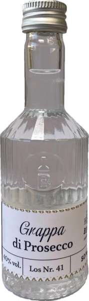 Grappa di Prosecco 50 ml in Tastingflasche, 40 % vol.