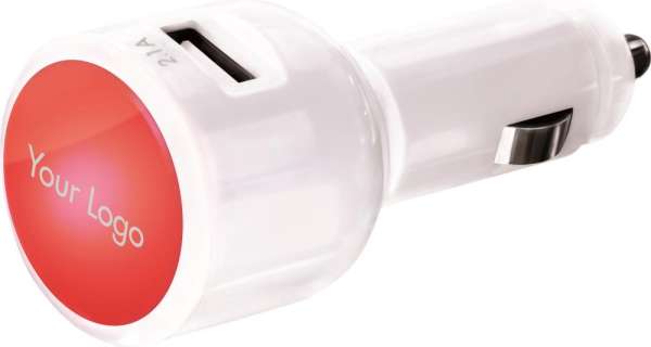 Car Charger mit 2 USB Ports und Leuchtlogo